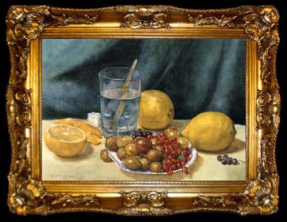 framed  Hirst, Claude Raguet Still Life with Lemons,Red Currants,and Gooseberries, ta009-2